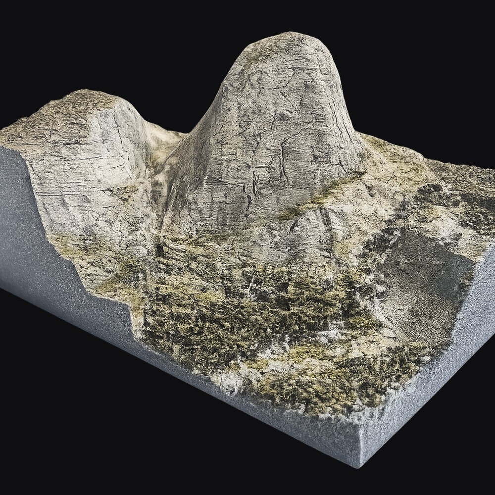 Hand-airbrushed 3D-printed topographical map of Half Dome, Yosemite